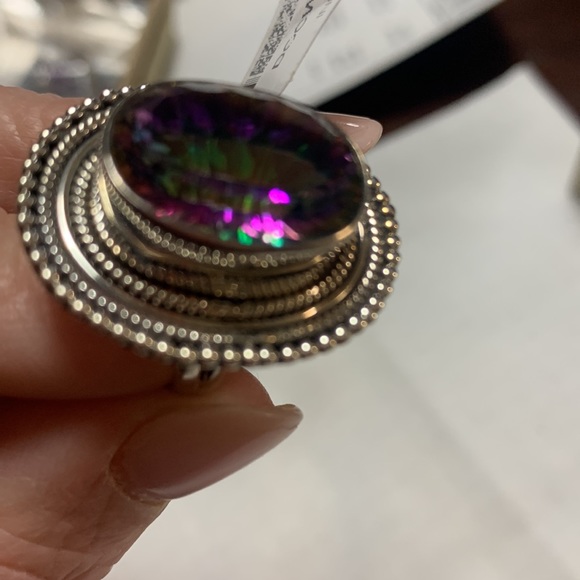 NWT JTV 10.50 CT OVAL MULTI COLOR QUARTZ STERLING SILVER RING - Picture 5 of 6